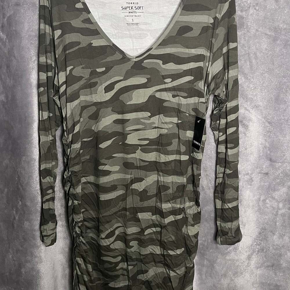 Torrid Super Soft Camo Long Sleeve Tunic Tee